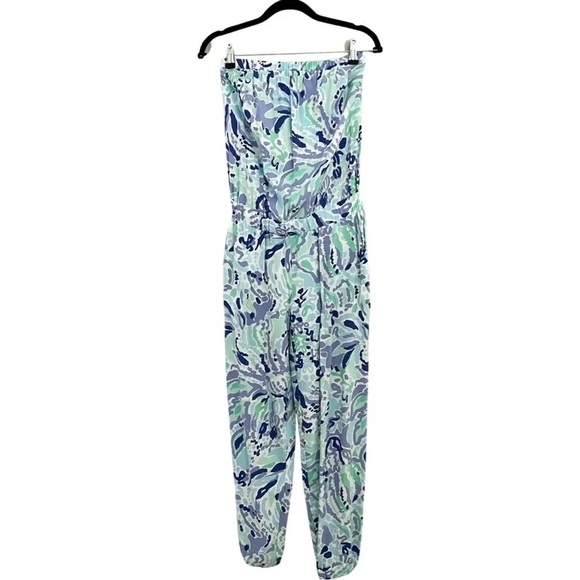 🪻 LILLY PULITZER Emiko Strapless Jumpsuit in Lilly Lilac Nice Ink. SMALL. - Picture 9 of 11